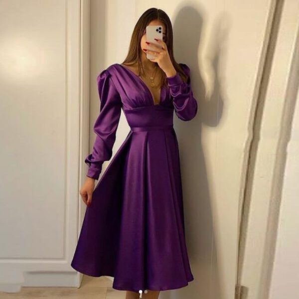 DKNY Womens Purple Sequined Spaghetti Strap V Neck Short Cocktail Fit + Flare Dress main image 1