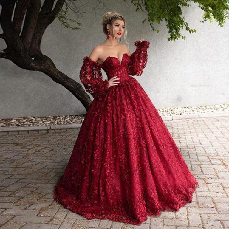 Sweetheart Sheer Corset Applique Tulle Long Dress Burgundy main image 1