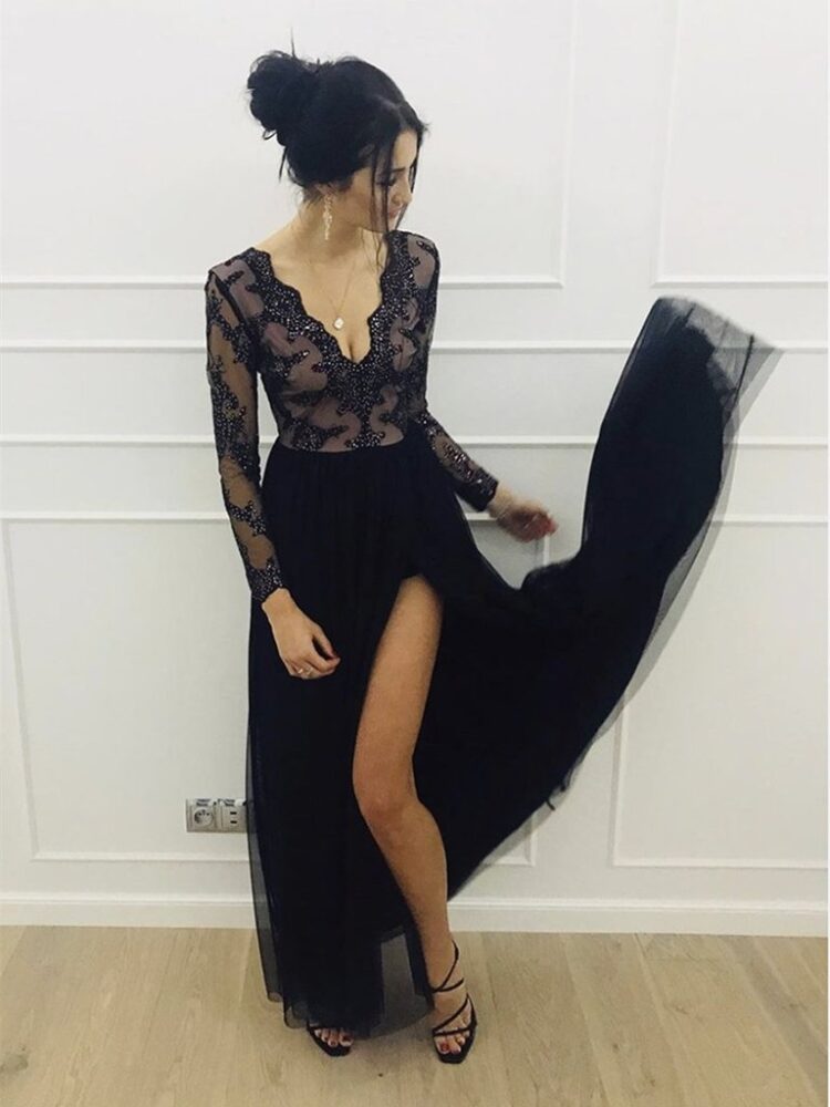 A_Line_Long_Sleeves_V_Neck_Lace_Black_Prom_Dresses_with_Split_V_Neck_Long_Sleeves_Black_Lace_Formal_Dresses_Black_Lace_Evening_Dresses_1024x1024