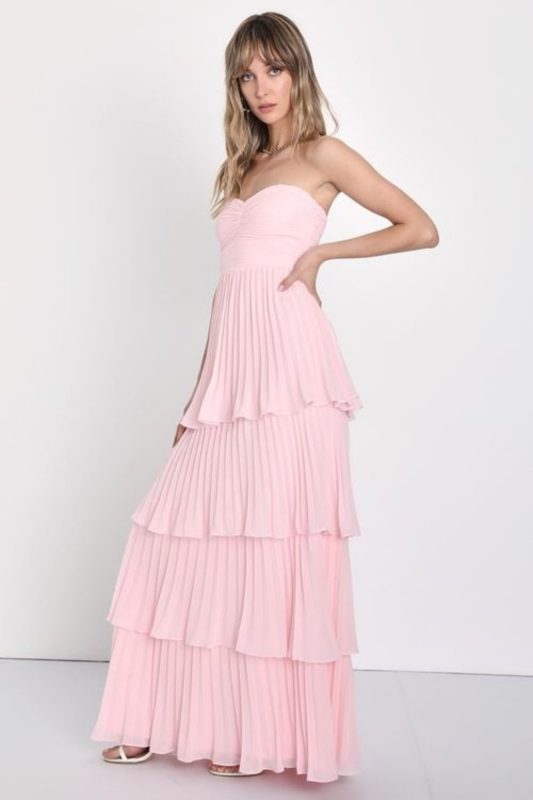 White Strapless A-Line Ruffles Long Party Dress Birthday Ball Gown DP3831 main image 0
