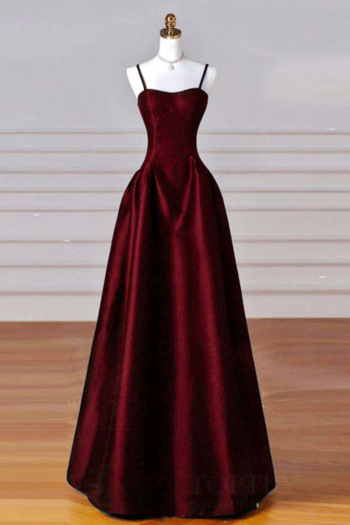 Spaghetti Straps Square Neckline Black Long Formal Dresses main image 1